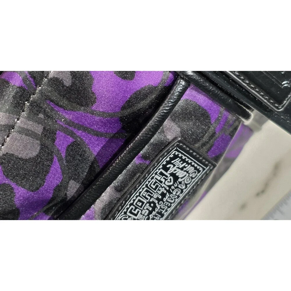 Coach Y2K Poppy Daisy Ocelot Glam Tote Purple Leopard Print Glitter Indie Sleaze - Picture 12 of 16